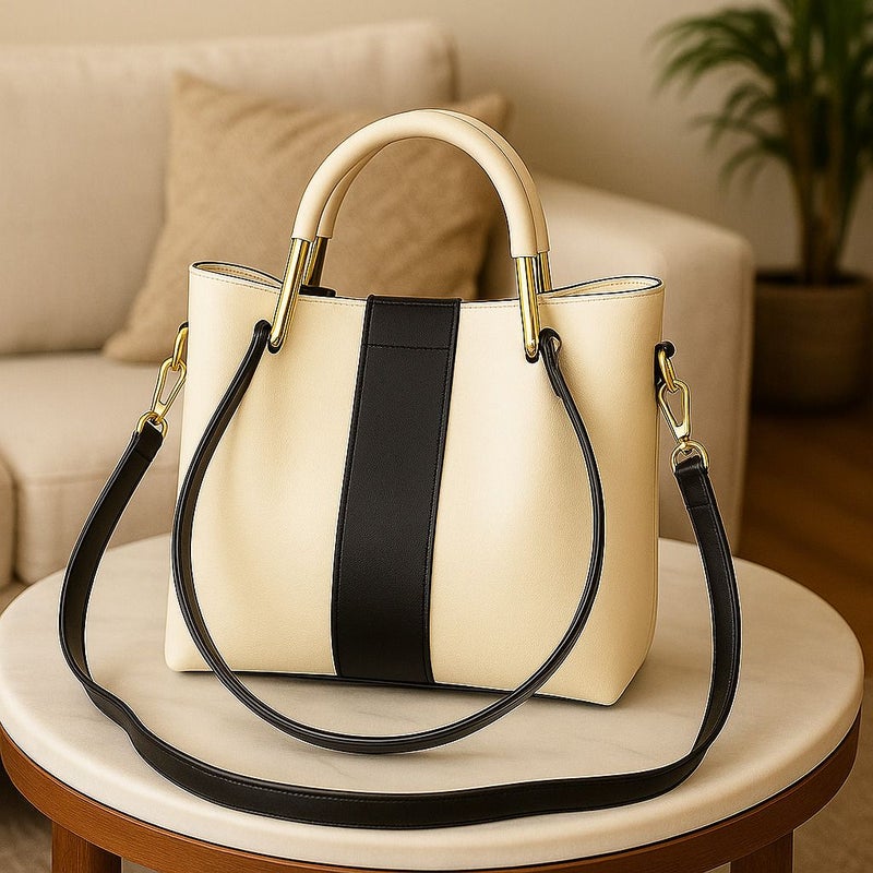 Osman Urban Luxe Tote Handbag in Cream and Black for Women - Image 1